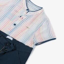 Foque-Boys Nautical Striped Shirt & Navy Shorts Set | Childrensalon Outlet