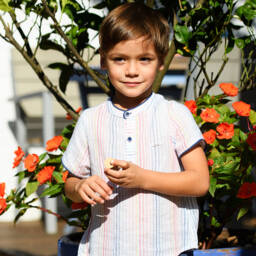 Foque-Boys Nautical Striped Shirt & Navy Shorts Set | Childrensalon Outlet