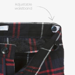 Foque-Boys Navy Blue Checked Cotton Trousers | Childrensalon Outlet