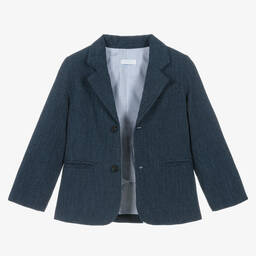 Foque-Boys Navy Blue Linen Shorts Suit  | Childrensalon Outlet