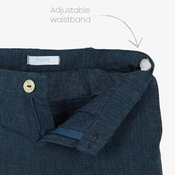 Foque-Boys Navy Blue Linen Shorts Suit  | Childrensalon Outlet