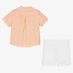 Foque-Оранжевая рубашка и белые шорты из хлопка | Childrensalon Outlet
