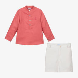 Foque-Красная рубашка с кремовыми шортами для мальчиков | Childrensalon Outlet