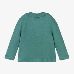 فوكيه-كارديغان مزيج قطن وصوف محبوك لون أخضرللأطفال | Childrensalon Outlet