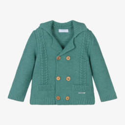 فوكيه-كارديغان مزيج قطن وصوف محبوك لون أخضرللأطفال | Childrensalon Outlet