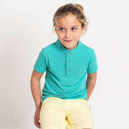 Foque-Boys Turquoise Blue Cotton Polo Shirt | Childrensalon Outlet