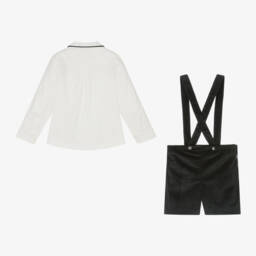 Foque-طقم شورت مخمل لون أسود وعاجي للأولاد | Childrensalon Outlet