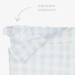 Foque-Boys White & Blue Checked Shorts Set | Childrensalon Outlet