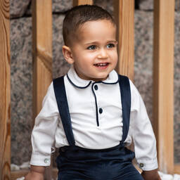 Foque-Boys White & Blue Shorts Set | Childrensalon Outlet