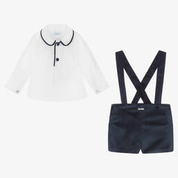 Foque-Boys White & Blue Shorts Set | Childrensalon Outlet
