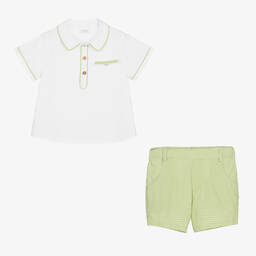 Foque-Белый топ и зеленые шорты в клетку | Childrensalon Outlet