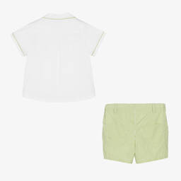 Foque-Белый топ и зеленые шорты в клетку | Childrensalon Outlet