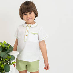 Foque-Белый топ и зеленые шорты в клетку | Childrensalon Outlet