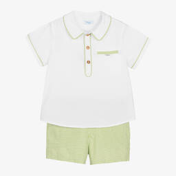 Foque-Белый топ и зеленые шорты в клетку | Childrensalon Outlet