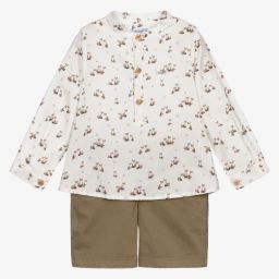 Foque-Бело-зеленый комплект с шортами для мальчиков | Childrensalon Outlet