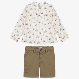 Foque-Бело-зеленый комплект с шортами для мальчиков | Childrensalon Outlet