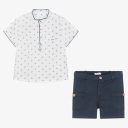 Foque-طقم شورت أطفال ولادي قطن لون أبيض وكحلي | Childrensalon Outlet