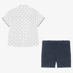 Foque-طقم شورت أطفال ولادي قطن لون أبيض وكحلي | Childrensalon Outlet