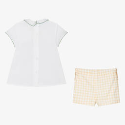 Foque-Boys White & Yellow Cotton Shorts Set | Childrensalon Outlet