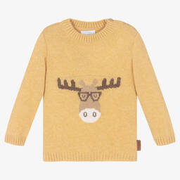 Foque-Boys Yellow Moose Wool Knit Sweater | Childrensalon Outlet