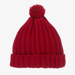فوكيه-قبعة بوم-بوم أكريليك محبوك لون أحمر برغندي | Childrensalon Outlet