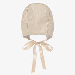 Foque-Girls Beige Cotton Bonnet | Childrensalon Outlet