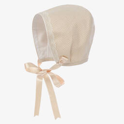 Foque-Girls Beige Cotton Bonnet | Childrensalon Outlet