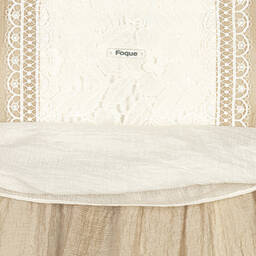 Foque-Girls Beige Cotton Lace Dress | Childrensalon Outlet