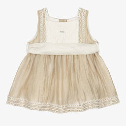 Foque-Girls Beige Cotton Lace Dress | Childrensalon Outlet
