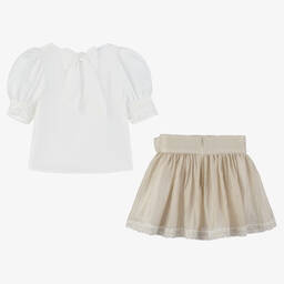 فوكيه-طقم تنورة مزيج فيسكوز لون بيج | Childrensalon Outlet