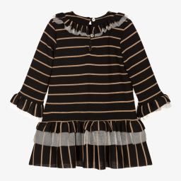 Foque-Girls Black Cotton Knit Dress  | Childrensalon Outlet