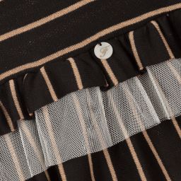 Foque-Girls Black Cotton Knit Dress  | Childrensalon Outlet