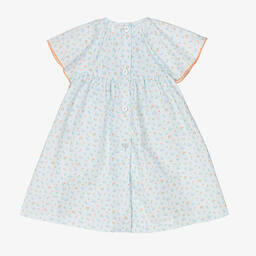 فوكيه-فستان قطن لون أزرق بطبعة ورود | Childrensalon Outlet
