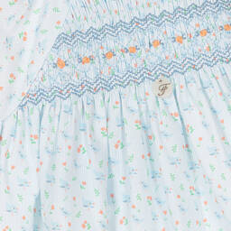 فوكيه-فستان قطن لون أزرق بطبعة ورود | Childrensalon Outlet