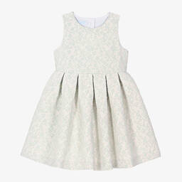 Foque-فستان جاكارد لون أزرق فاتح بطبعة ورود | Childrensalon Outlet