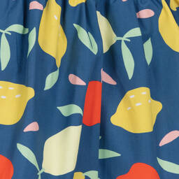 Foque-Girls Blue Fruit Print Cotton Dress | Childrensalon Outlet