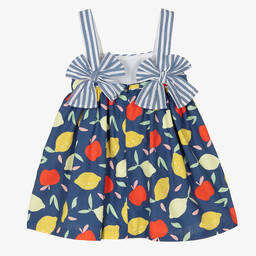 Foque-Синее хлопковое платье с фруктами | Childrensalon Outlet