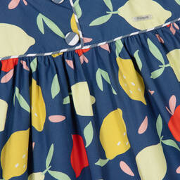 Foque-Синее хлопковое платье с фруктами | Childrensalon Outlet