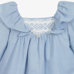 Foque-Голубое льняное платье для девочек | Childrensalon Outlet