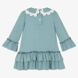 Foque-Girls Blue Milano Jersey Ruffle Dress | Childrensalon Outlet