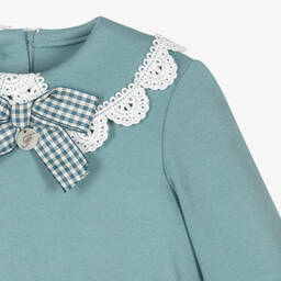 Foque-Girls Blue Milano Jersey Ruffle Dress | Childrensalon Outlet