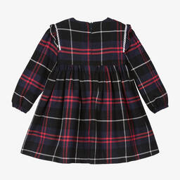 فوكيه-فستان قطن تويل تارتان لون كحلي وأحمر | Childrensalon Outlet