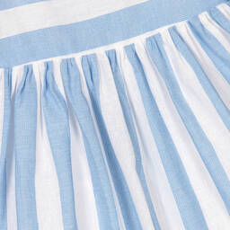 Foque-فستان قطن وكتان مقلم لون أزرق وأبيض | Childrensalon Outlet