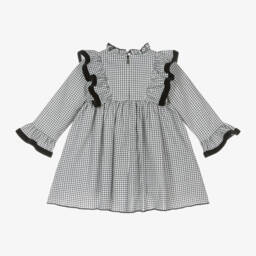 Foque-فستان جينغهام قطن لون أسود | Childrensalon Outlet