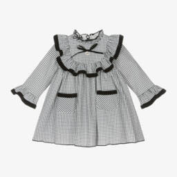 Foque-فستان جينغهام قطن لون أسود | Childrensalon Outlet