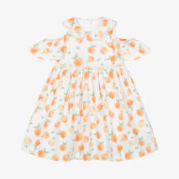 Foque-Хлопковое платье для девочек с персиковым узором | Childrensalon Outlet