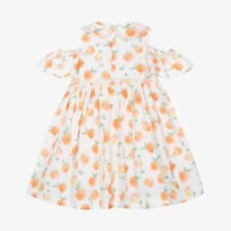 Foque-Хлопковое платье для девочек с персиковым узором | Childrensalon Outlet