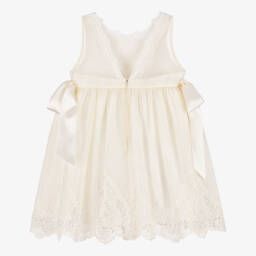 Foque-Элегантное кремовое платье с кружевом и бантом для девочек | Childrensalon Outlet