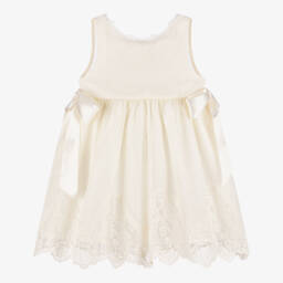 Foque-Элегантное кремовое платье с кружевом и бантом для девочек | Childrensalon Outlet