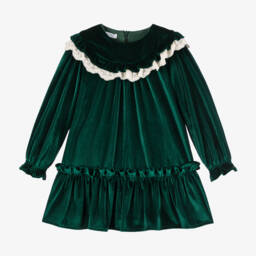 Foque-Girls Emerald Velvet Dress | Childrensalon Outlet
